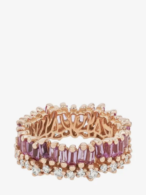 Suzanne Kalan 18kt rose gold diamond and sapphire ring
