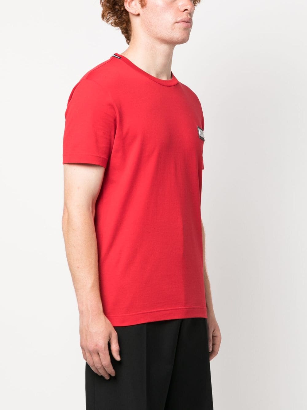 Shop Dolce & Gabbana Logo-plaque Cotton T-shirt In Red