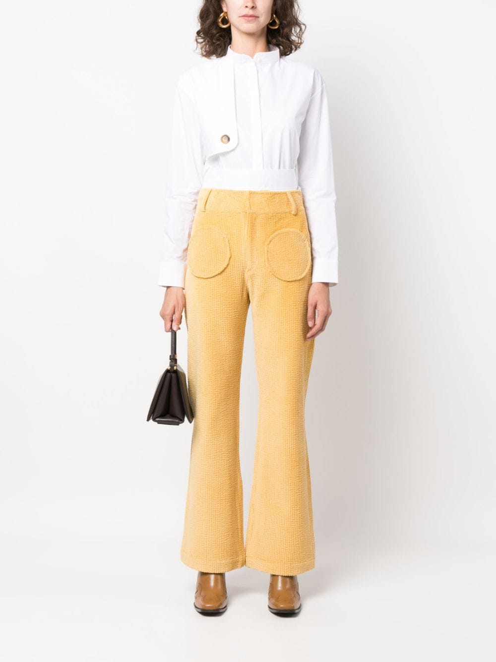 Shop D'estree Yoshitomo Corduroy Trousers In Yellow