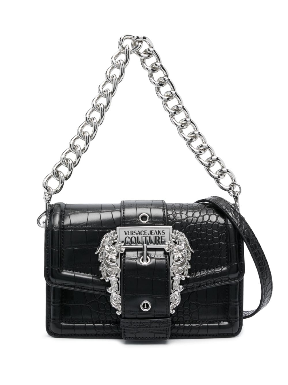 Versace Jeans Couture Baroque-buckle Crossbody Bag In Schwarz