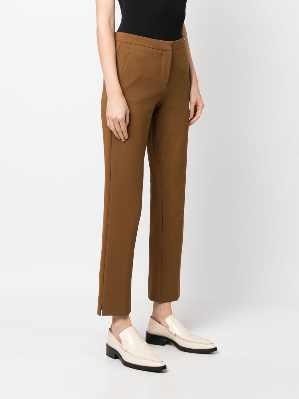 Shop Callas Milano Charlotte Crepe Cropped Trousers In Brown