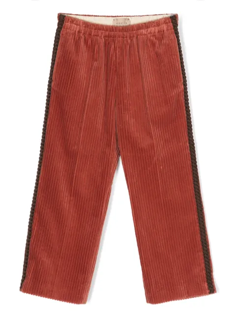 Gucci Kids logo-patch corduroy straight-leg trousers