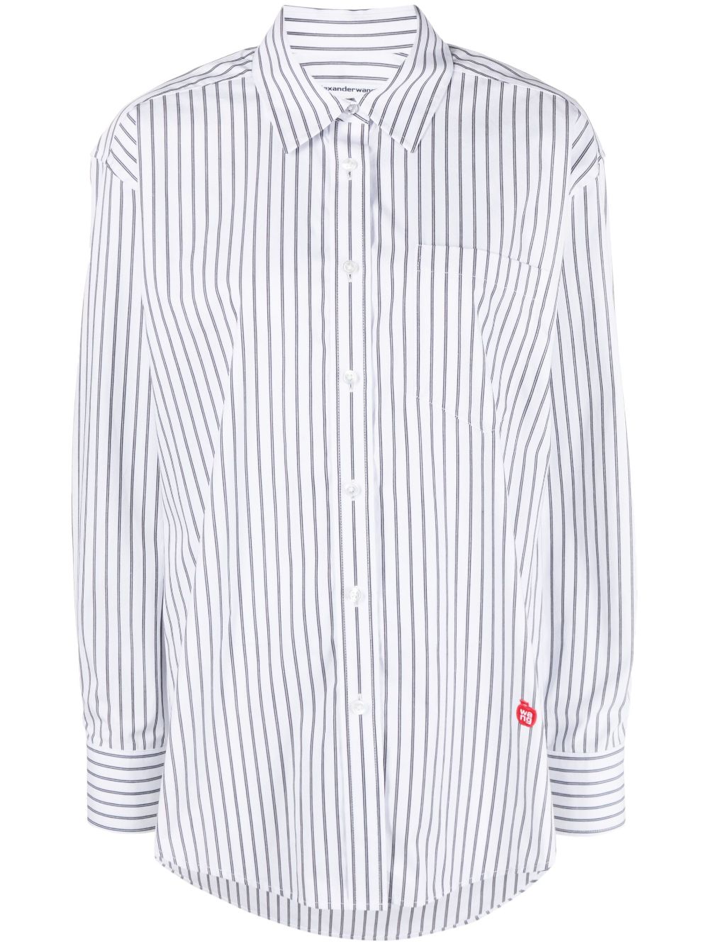 Shop Alexander Wang Logo-appliqué Striped Cotton Shirt In Weiss