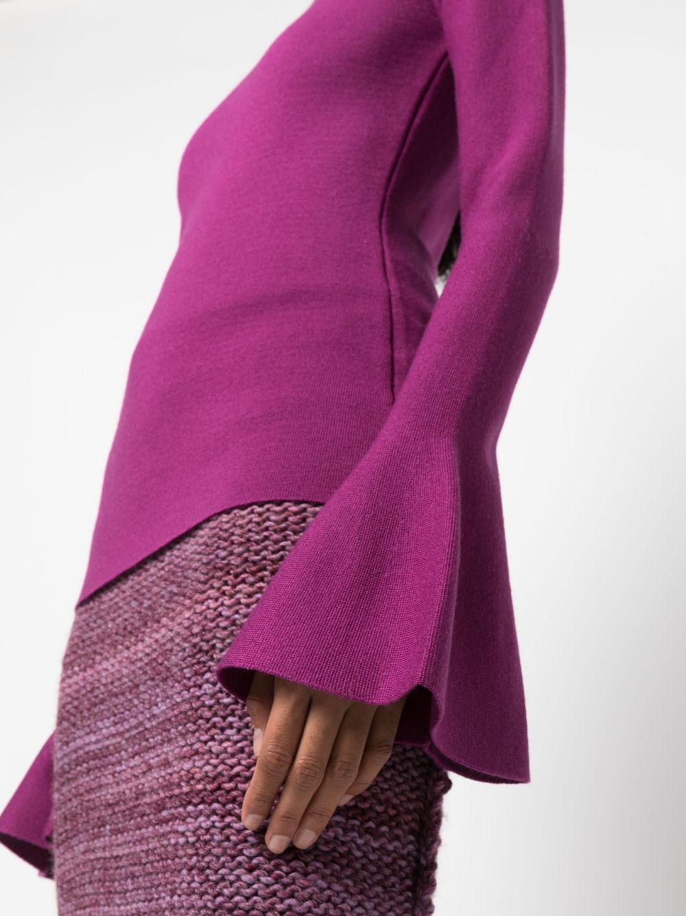 Shop D'estree Joan Flared-sleeve Knitted Jumper In Pink