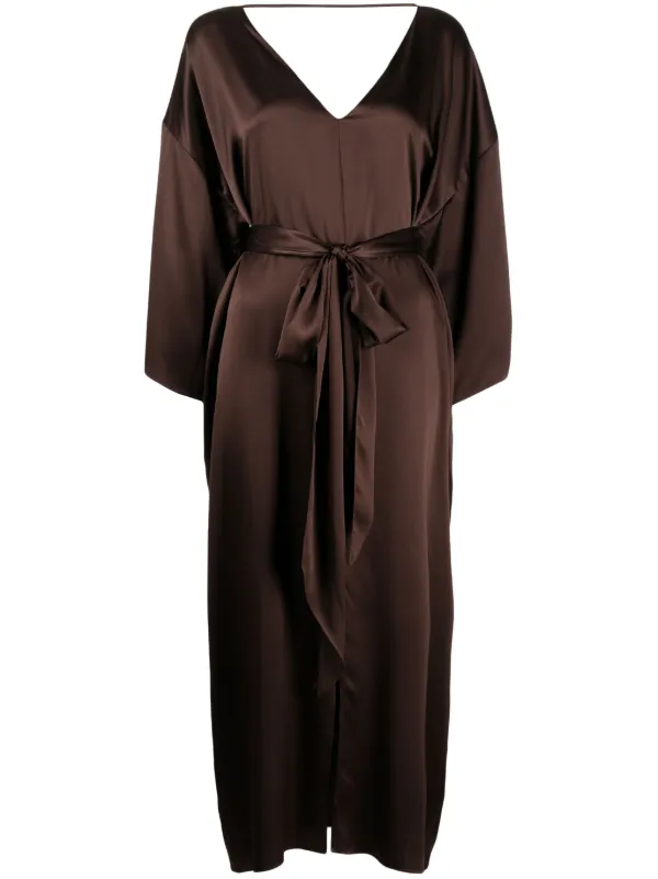 ro silk dress Ronina Dress in Heavy Satin Black