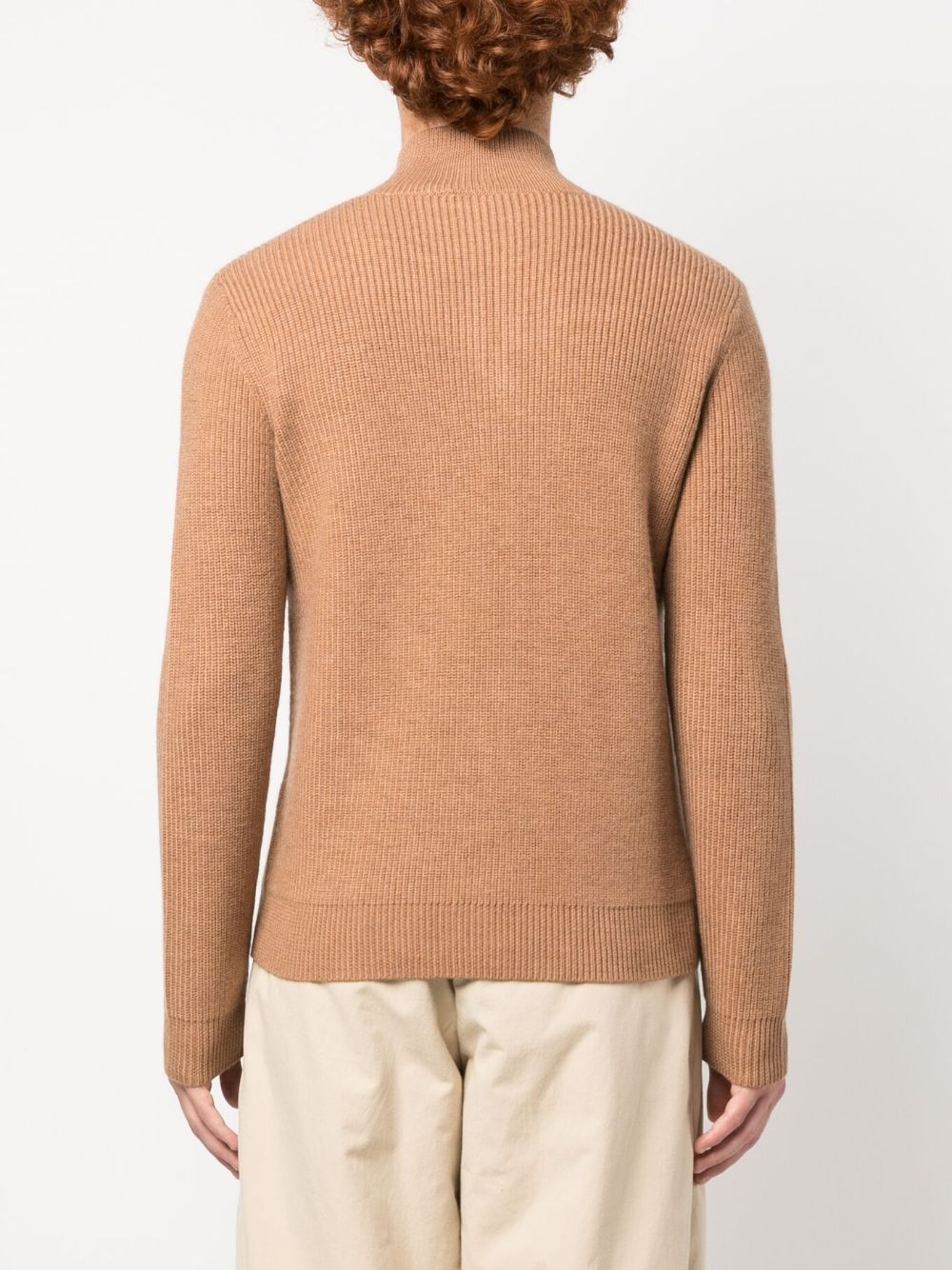 Shop Jw Anderson Puller Half-zip Ribbed Jumper In Brown