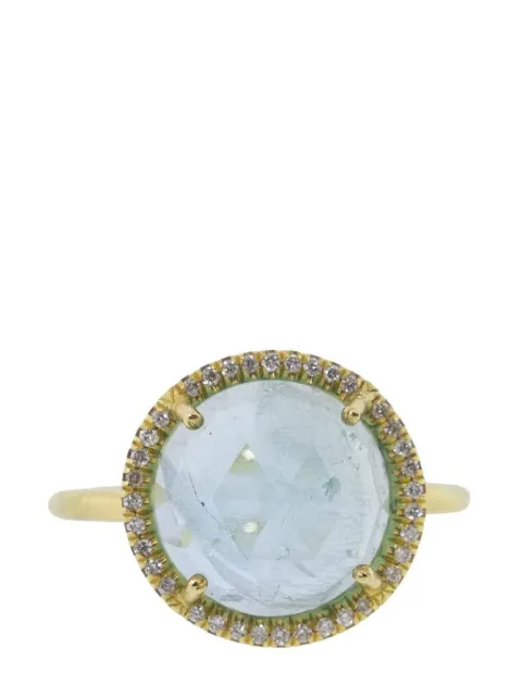 Irene Neuwirth anillo Classic en oro amarillo de 18kt con diamantes y aguamarina