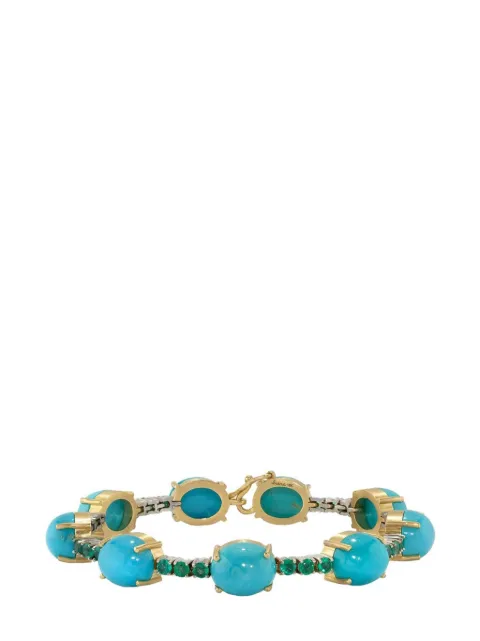 Irene Neuwirth pulsera Tennis en oro amarillo y blanco de 18kt con turquesa y esmeralda