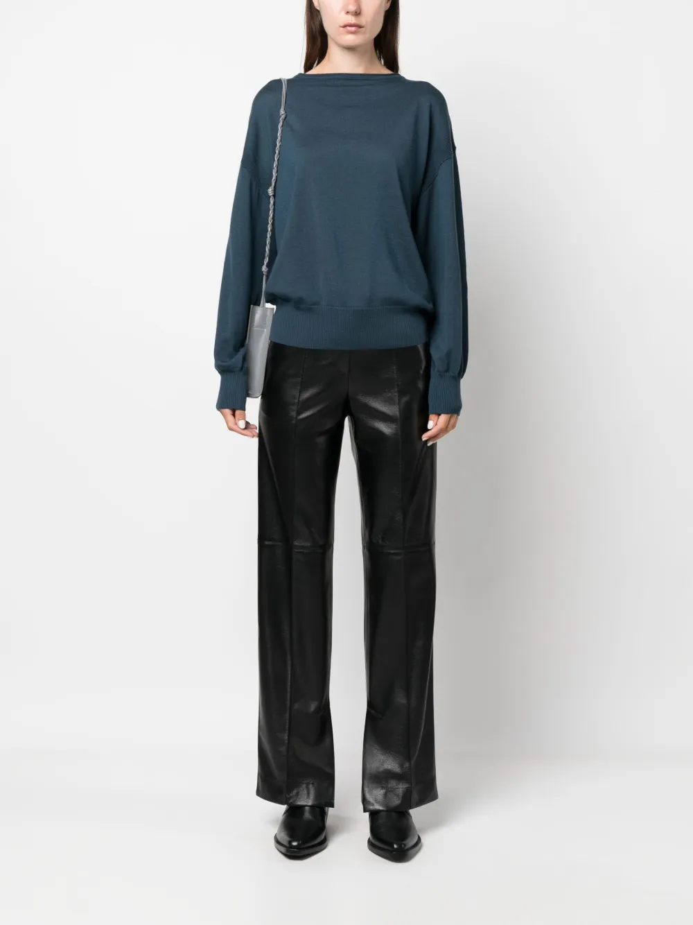 Patrizia Pepe boat-neck long-sleeve top - Blauw