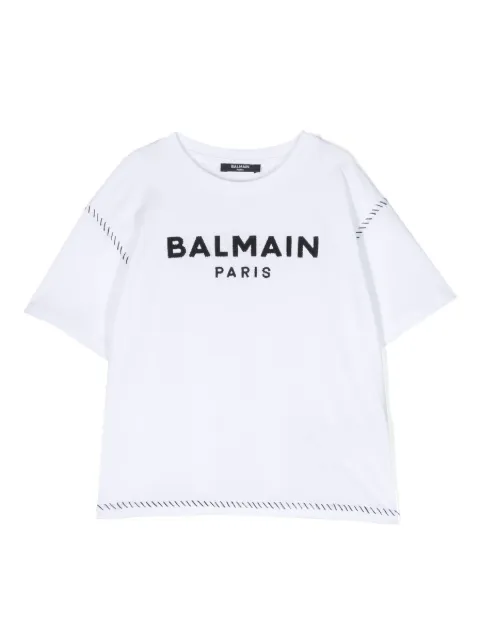 Balmain Kids camiseta con logo bordado