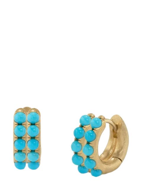 Irene Neuwirth 18kt yellow gold Gumball turquoise double-row huggie earrings