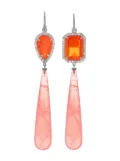 Irene Neuwirth 18kt white gold One Of A Kind opal, rhodochrosite and diamond earrings - Silver