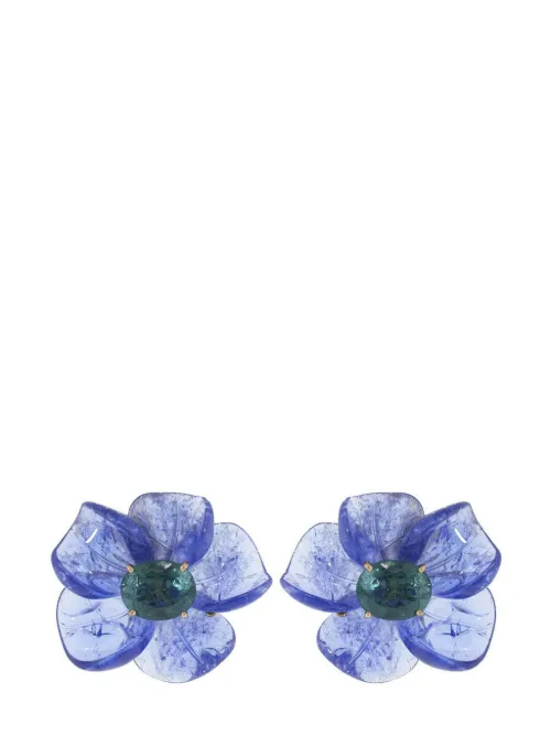 Puces d'oreilles Tropical Flower en or 18ct à ornements - Irene Neuwirth - Modalova
