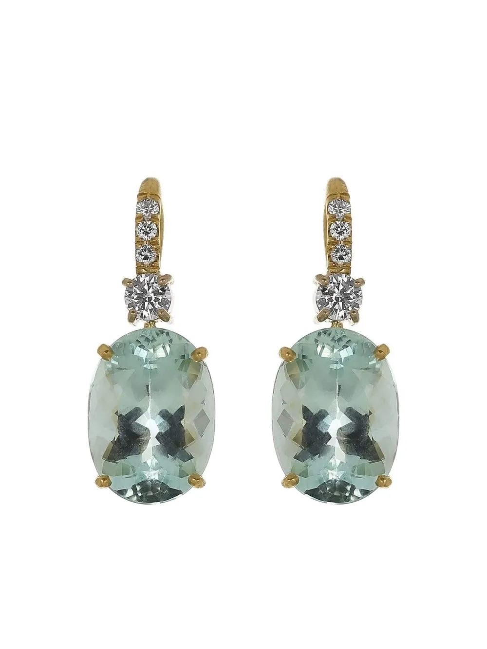Irene Neuwirth 18k Yellow Gold Gemmy Gem Aquamarine And Diamond Earrings In Gold