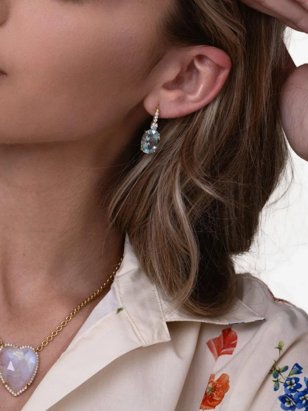 Irene Neuwirth 18k Yellow Gold Gemmy Gem Aquamarine And Diamond Earrings In Gold