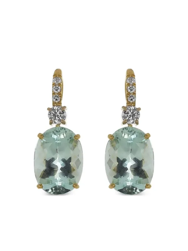 Irene Neuwirth 18K Yellow Gold Gemmy Gem Aquamarine and Diamond Earrings