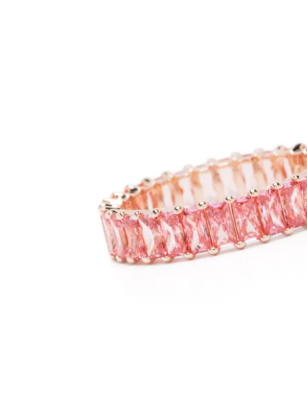 Idyllia cocktail ring, Pavé, Flower, Pink, Gold-tone plated