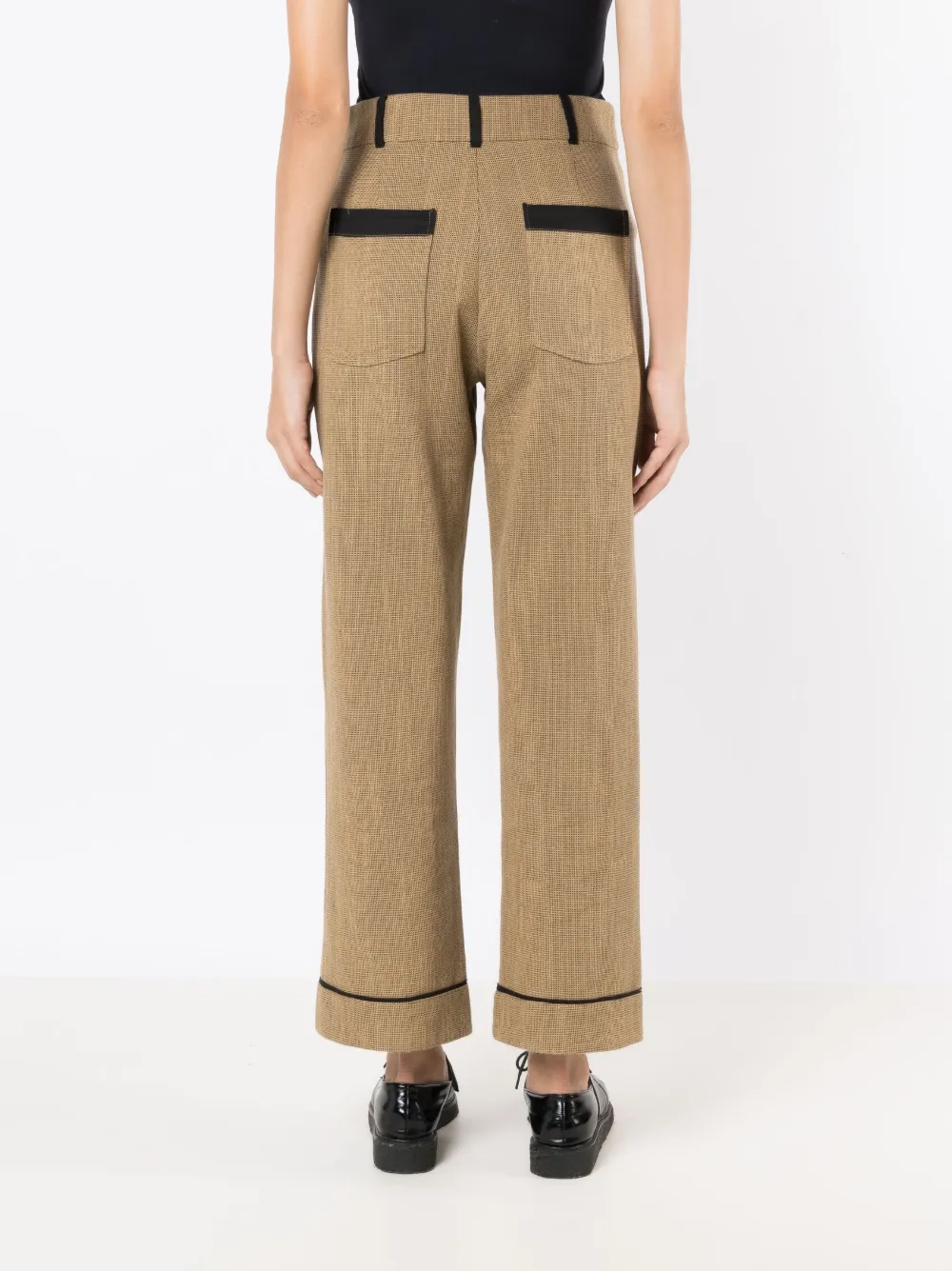 Isolda Susan Fine-check Cropped Trousers In Brown