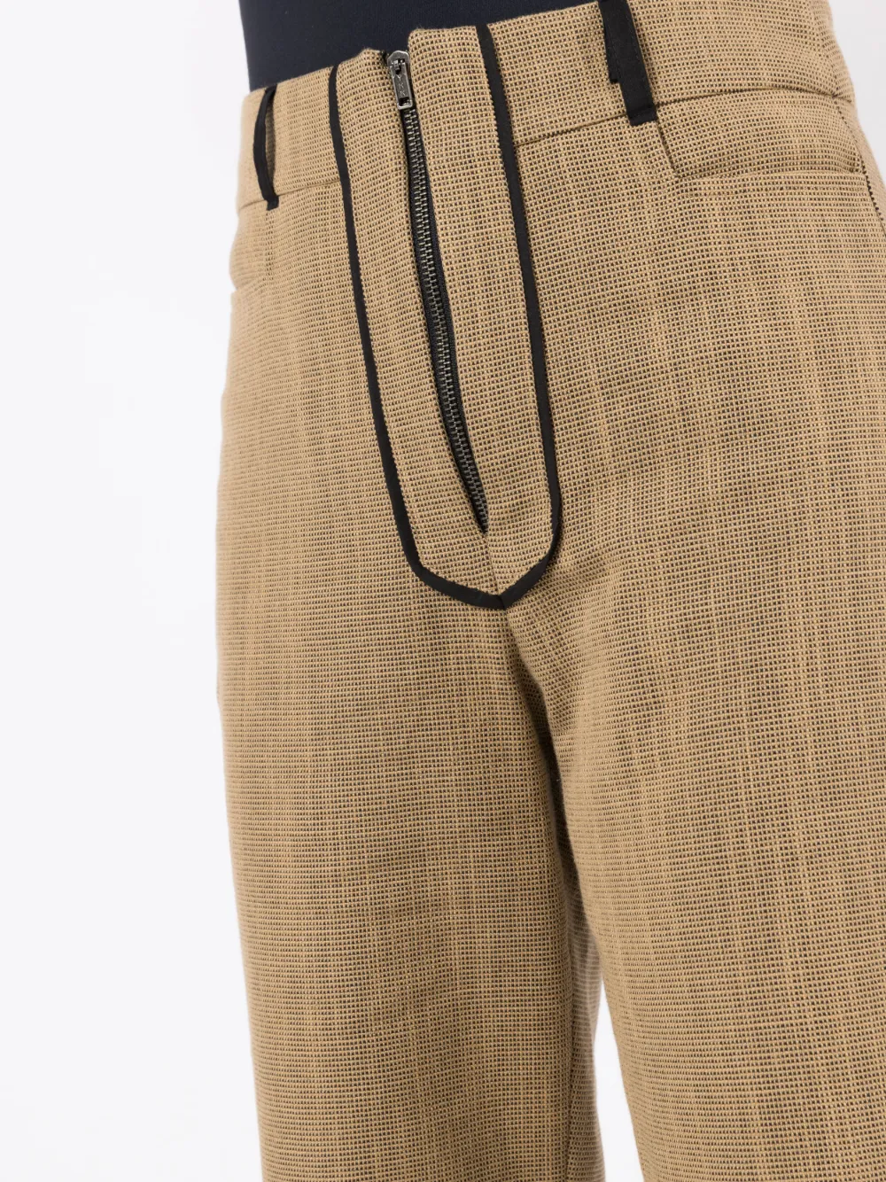 Isolda Susan Fine-check Cropped Trousers In Brown