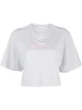 Rabanne logo-print cropped T-shirt - Grey