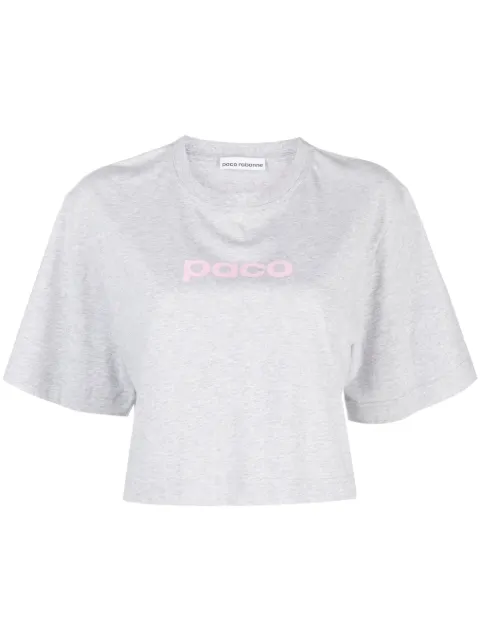 Rabanne t-shirt crop à logo imprimé
