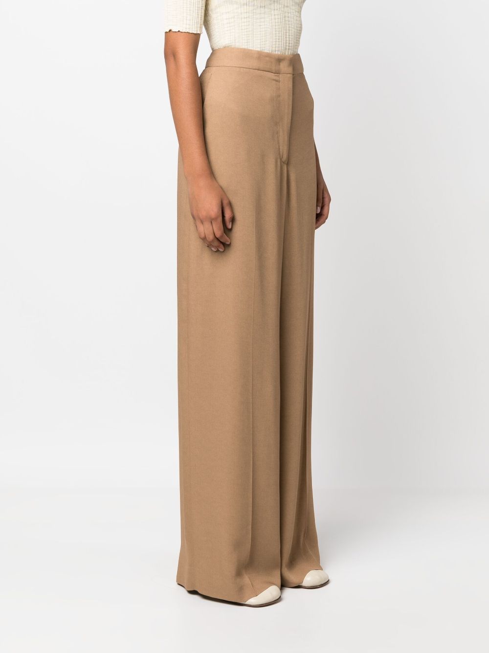 Shop Fabiana Filippi High-waisted Wide-leg Trousers In Neutrals