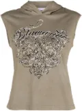 Blumarine logo-print hooded tank top - Green