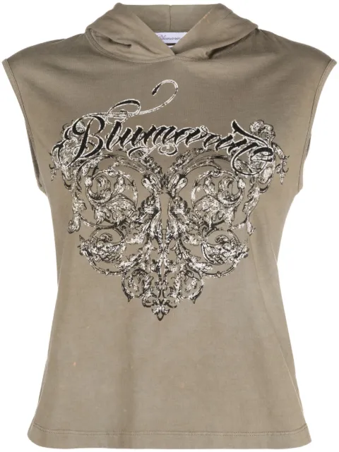 Blumarine logo-print hooded tank top