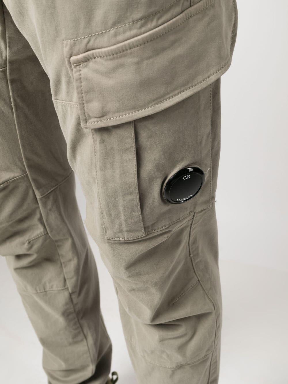 Shop C.p. Company Lens-detail Cargo Tapered Trousers In Green