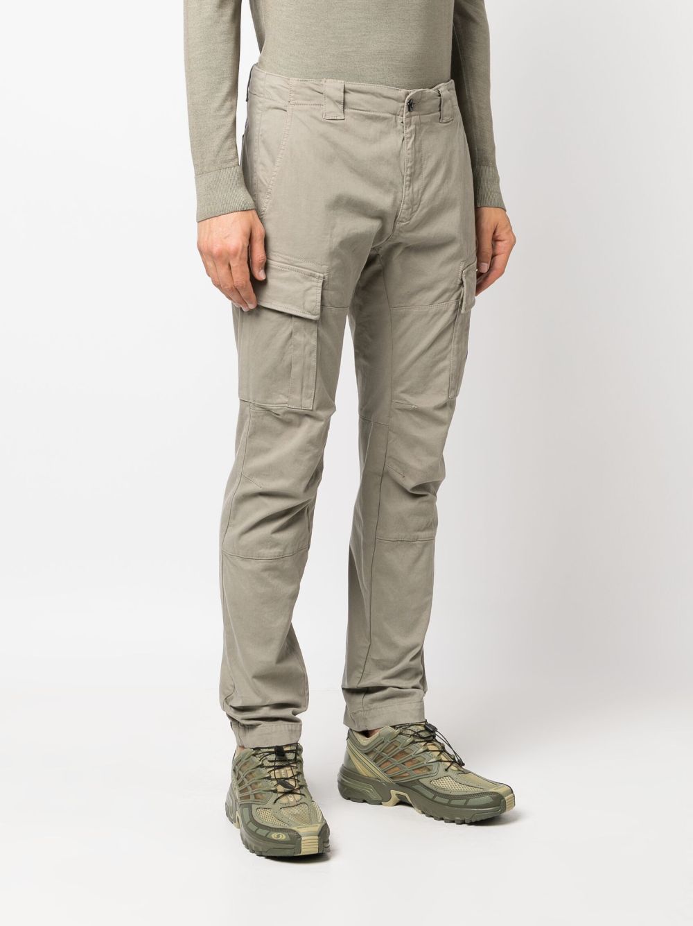 Shop C.p. Company Lens-detail Cargo Tapered Trousers In Green