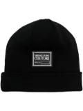 Versace Jeans Couture logo-patch turn-up brim beanie - Black