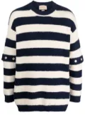 Gucci striped crew-neck brushed jumper - Neutrals