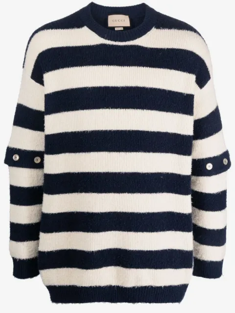 Gucci striped crew-neck brushed jumper