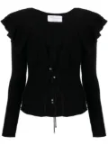 Blumarine ruffled crochet wool cardigan - Black