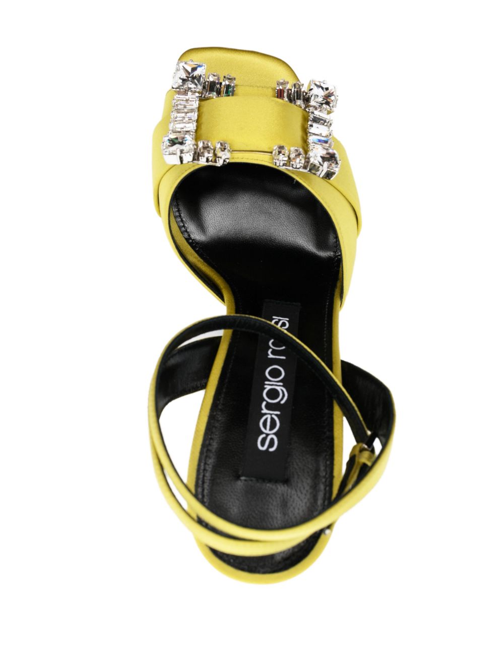Shop Sergio Rossi 130mm Crystal-buckle Platform Sandals In Yellow