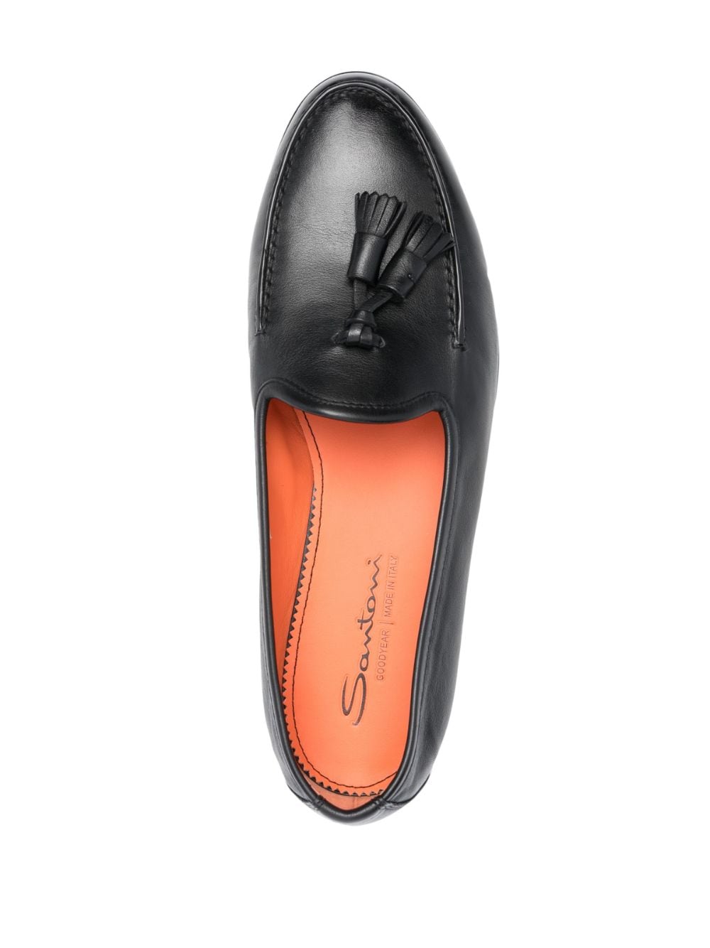 Shop Santoni Andrea Tassel-detail Leather Loafers In Black