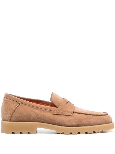 Santoni almond-toe suede loafers