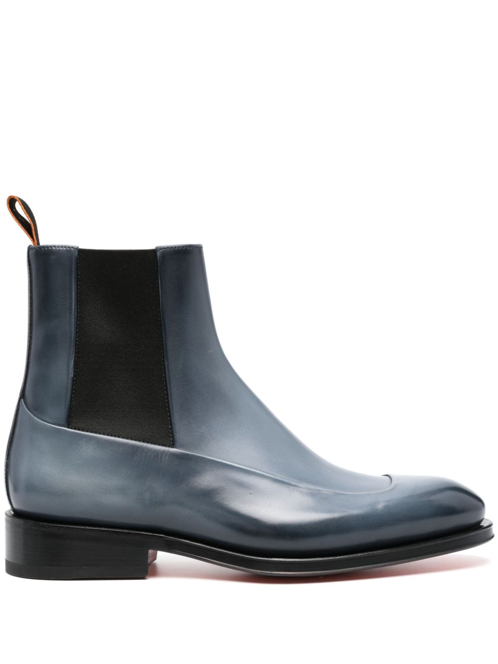 Santoni Eron Leather Boots In Blue