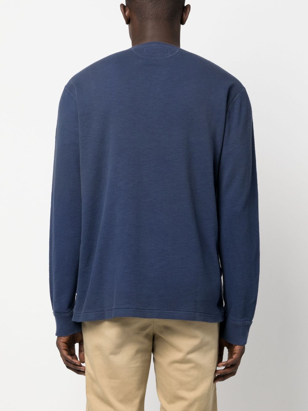 Shop Polo Ralph Lauren Button-up Cotton Sweatshirt In Blue