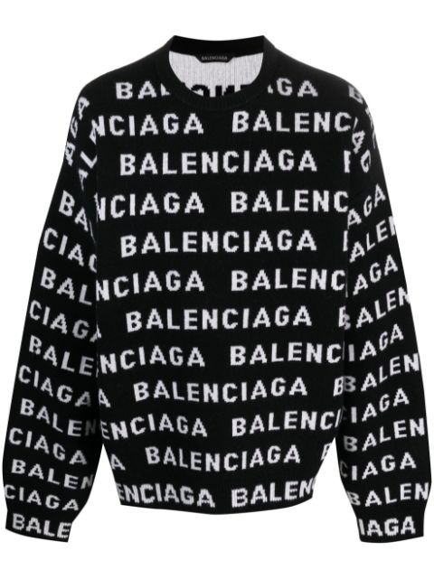 Balenciaga intarsia-knit logo jumper Men