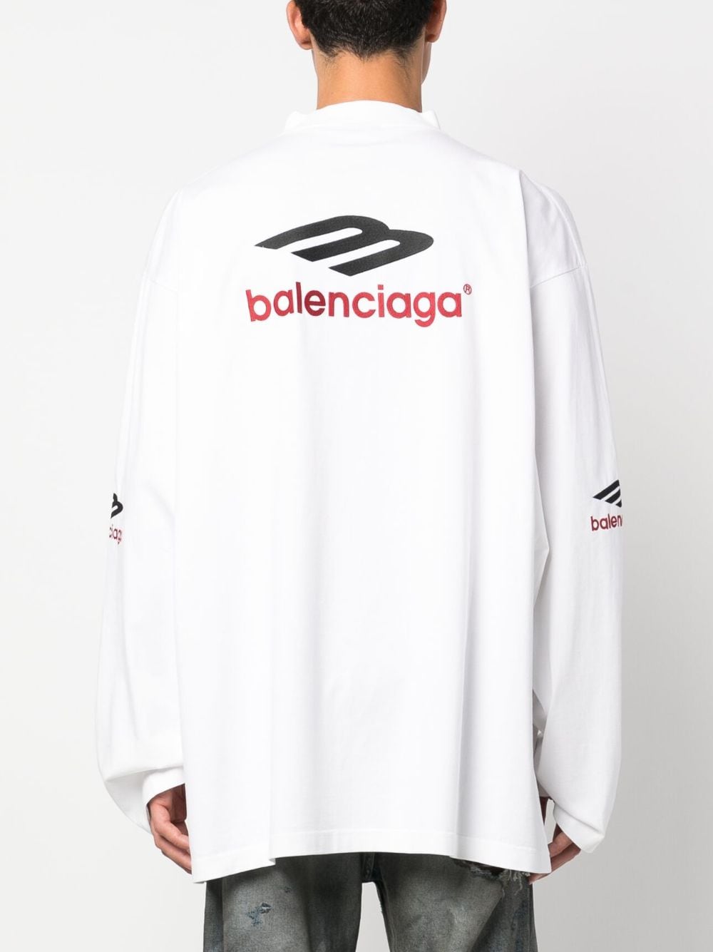 Shop Balenciaga 3b Sports Icon Long-sleeve T-shirt In White