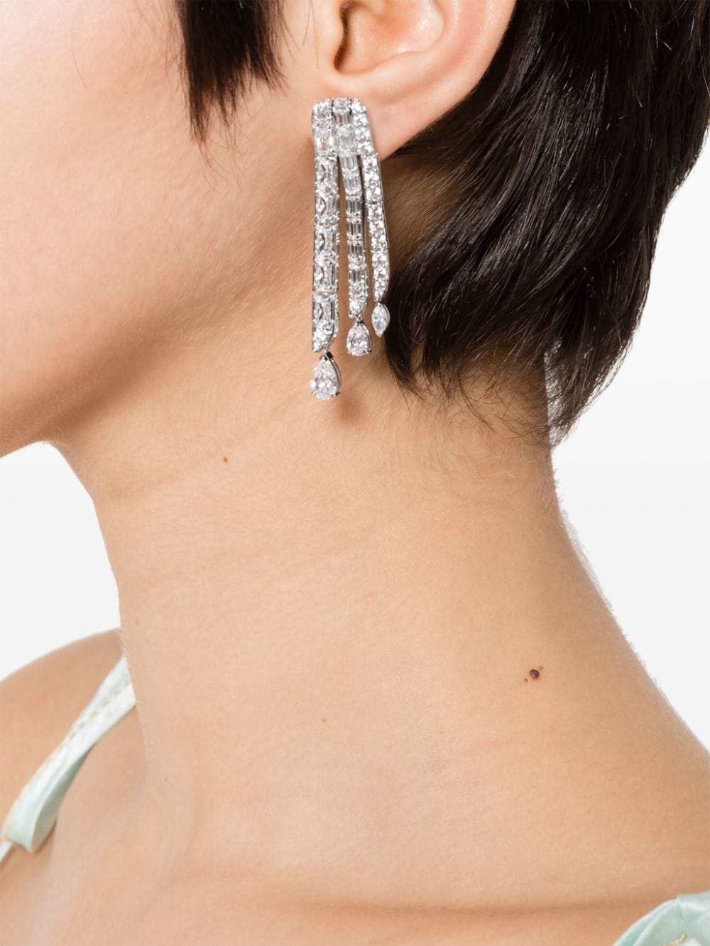Shop Swarovski Hyperbola Drop Earrings In Silver