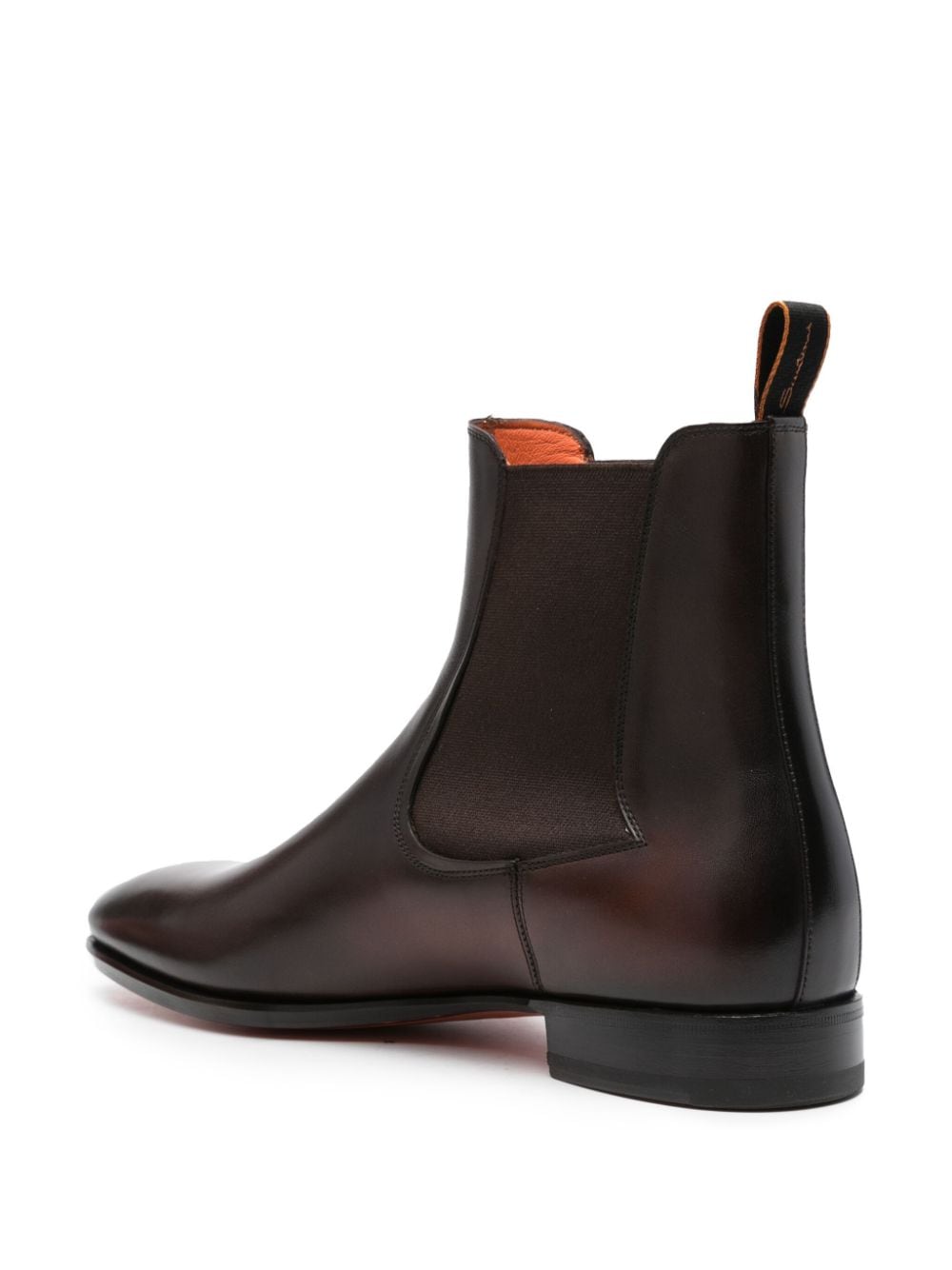 Shop Santoni Almond-toe Leather Chelsea Boots In Brown
