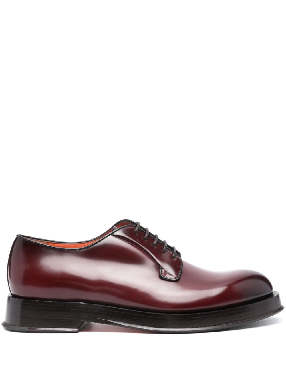 Santoni Calf Leather Derby Shoes In Red