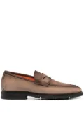 Santoni almond-toe suede loafers - Brown