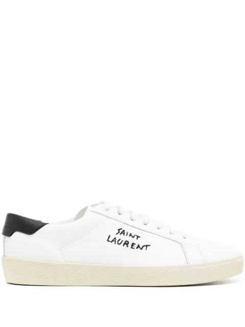 Saint Laurent logo-embroidered leather sneakers