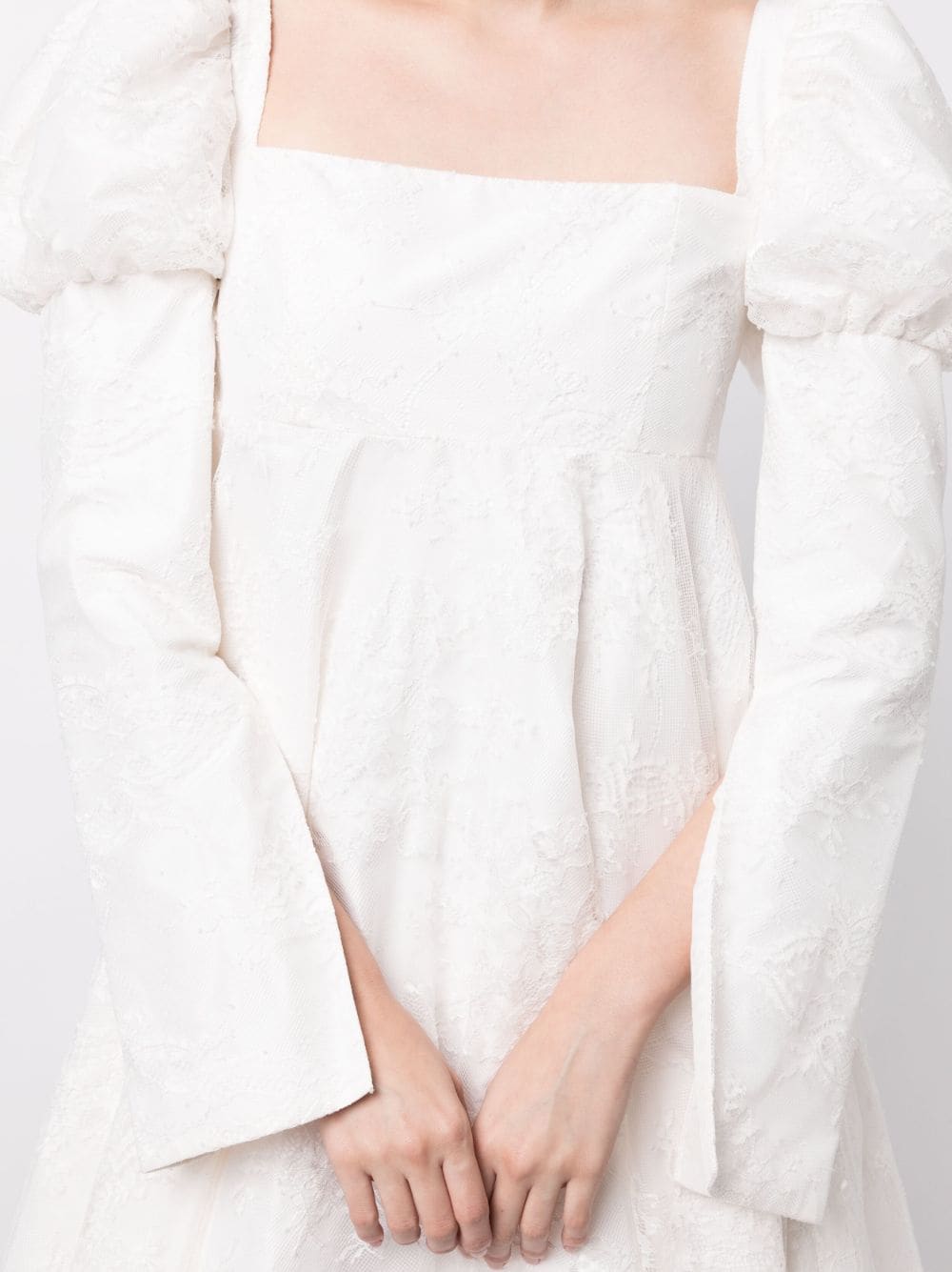 Shop Macgraw Romantic Juliet-sleeved Short Dress In White