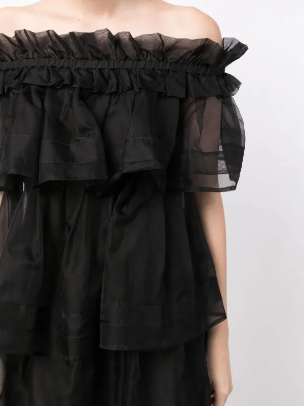 Macgraw Petal Layered Silk Mini Dress - Black