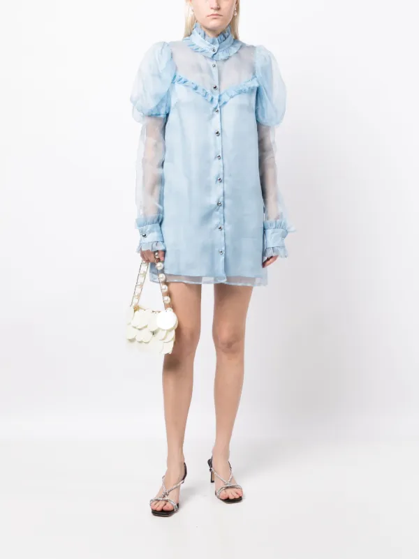 Macgraw Lighthouse Ruffled Silk Dress | Blue | FARFETCH