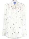 Macgraw cat-print silk-satin blouse - White